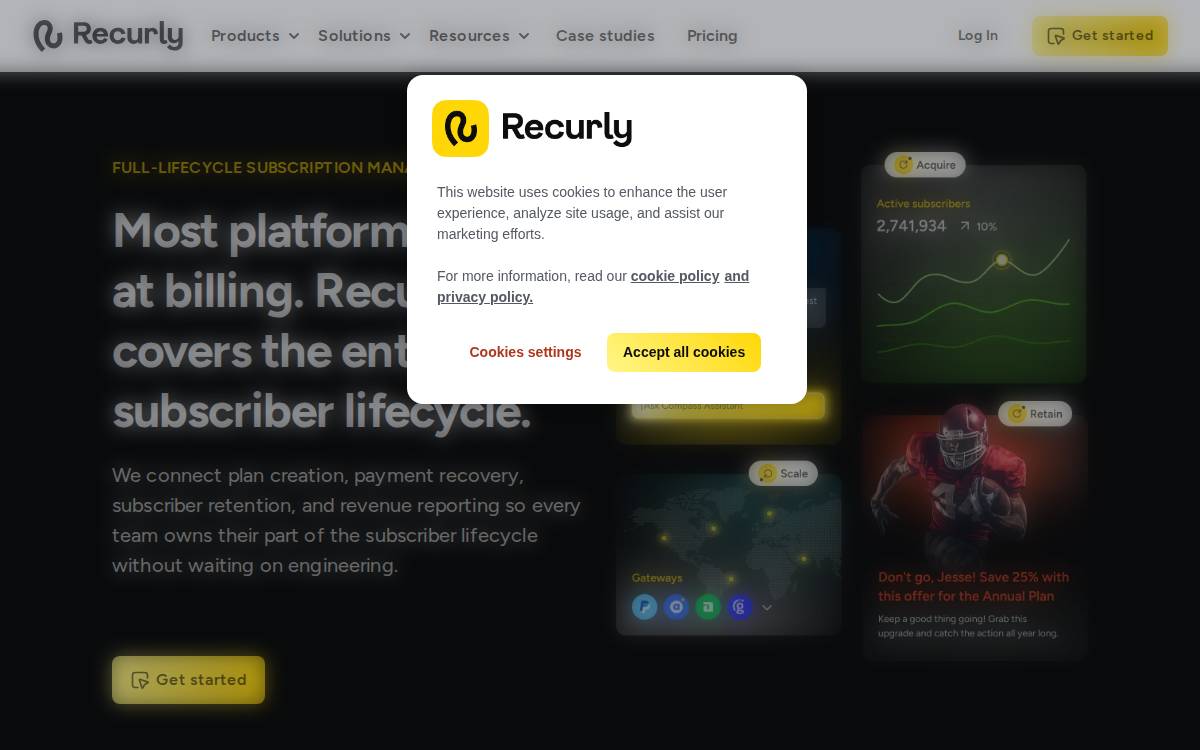 Recurly website preview