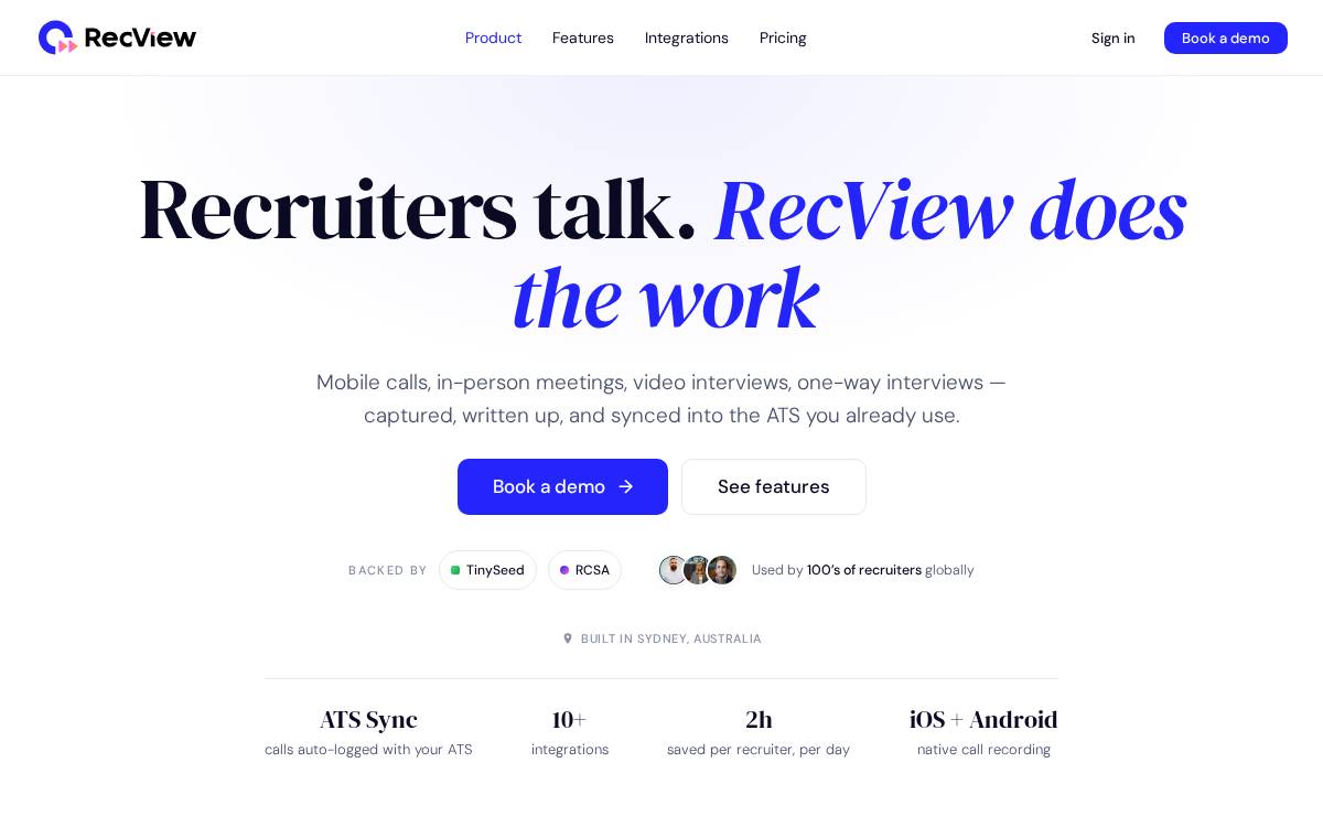 RecView website preview