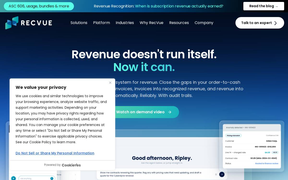 Recvue website preview