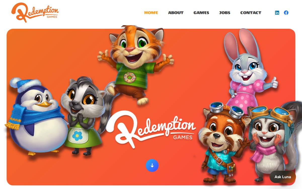 Redemption Games website preview