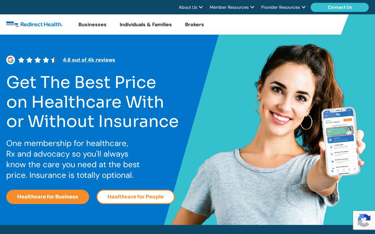 Redirect Health website preview