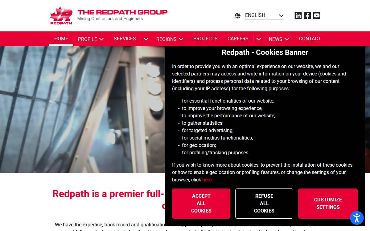 Redpath Mining Inc. website preview