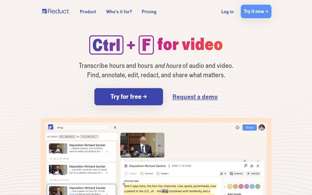 Reduct website preview