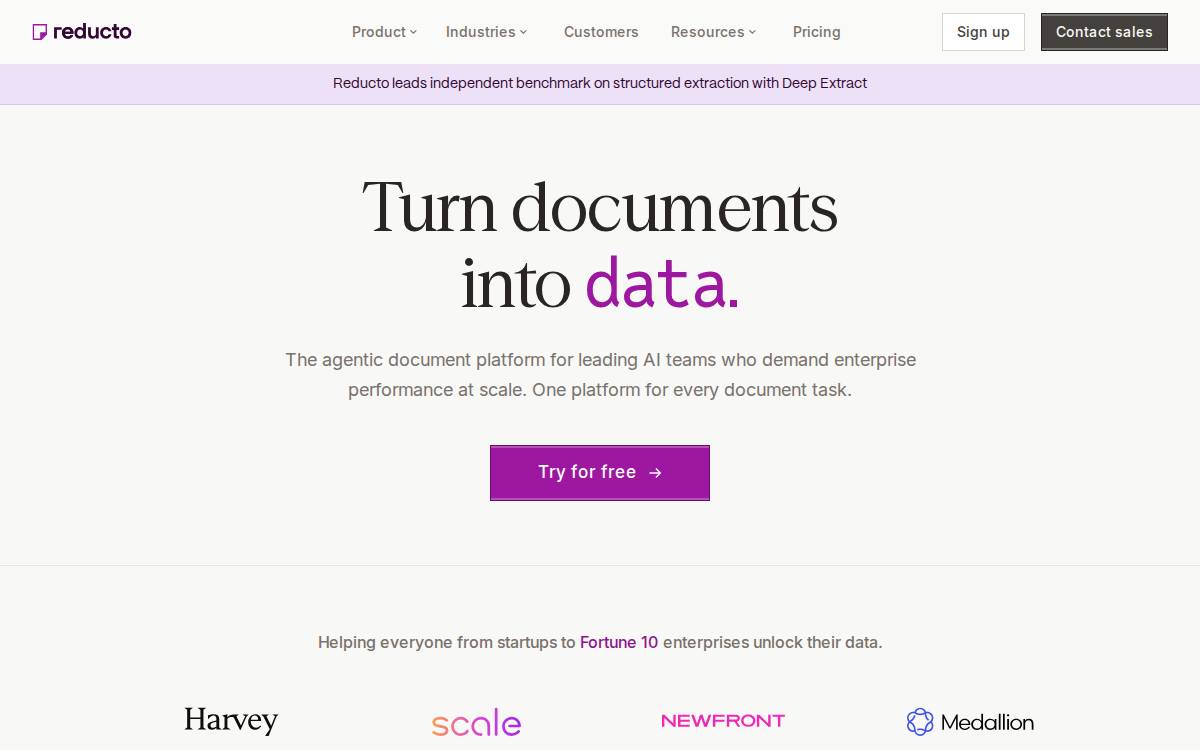 Reducto website preview
