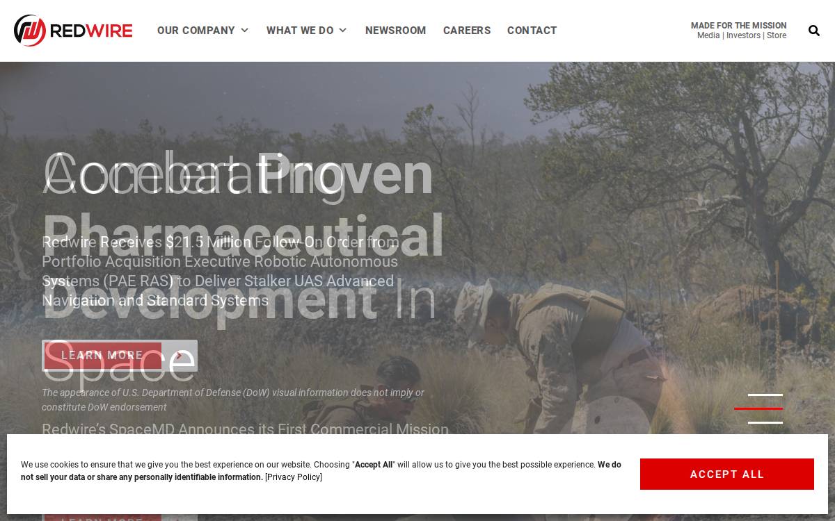 Redwire Space website preview
