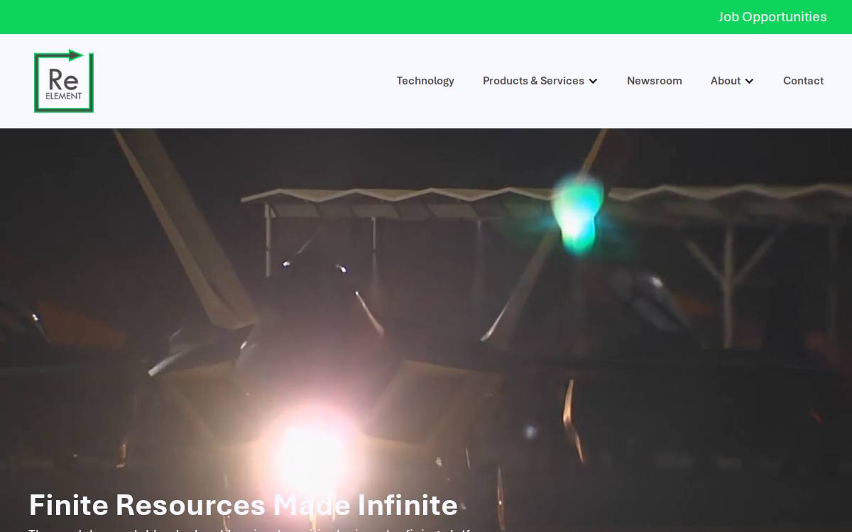 ReElement Technologies website preview