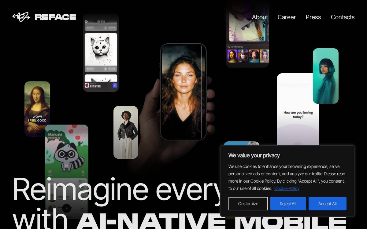 Reface website preview
