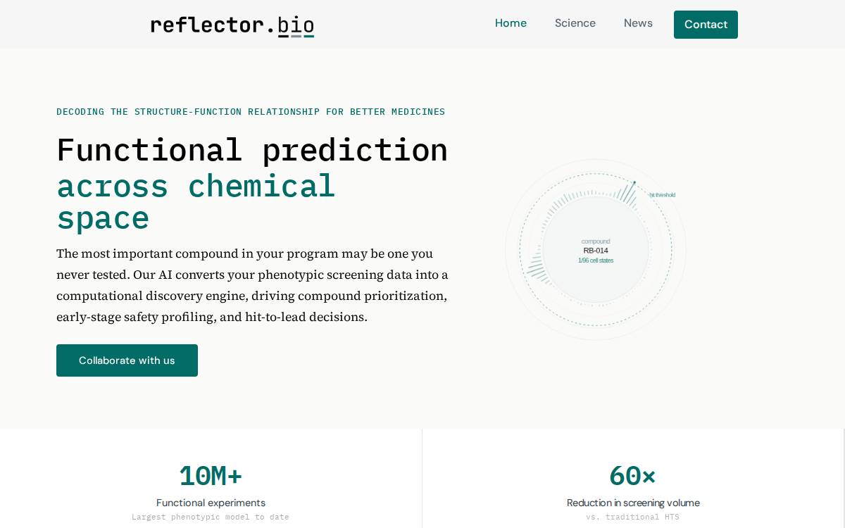 Reflector Bio website preview
