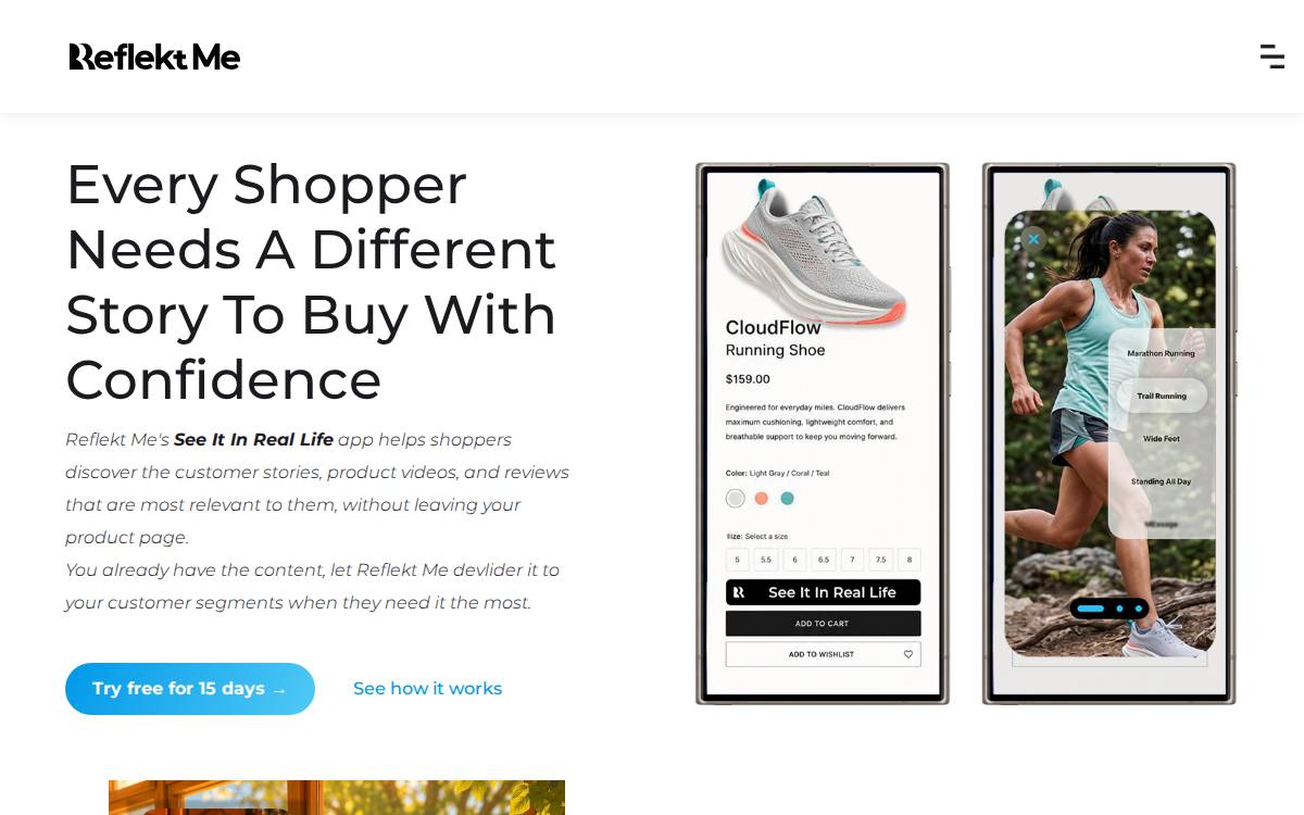 Reflekt Me website preview