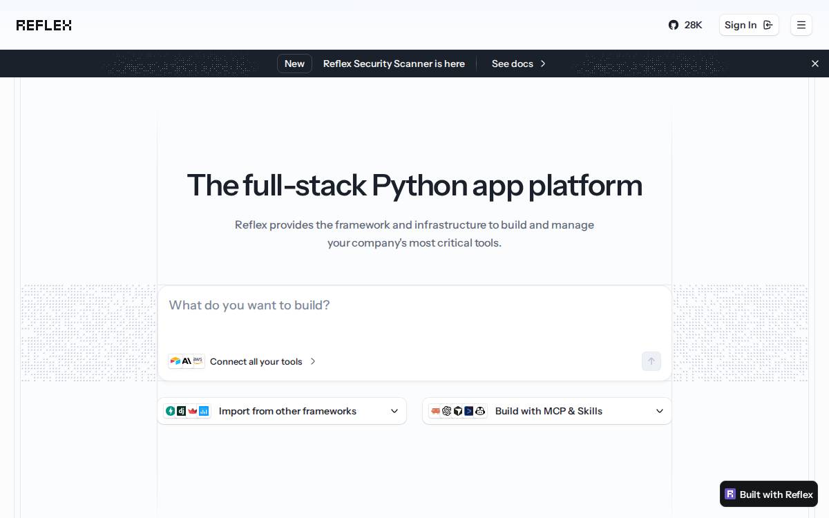 Reflex website preview