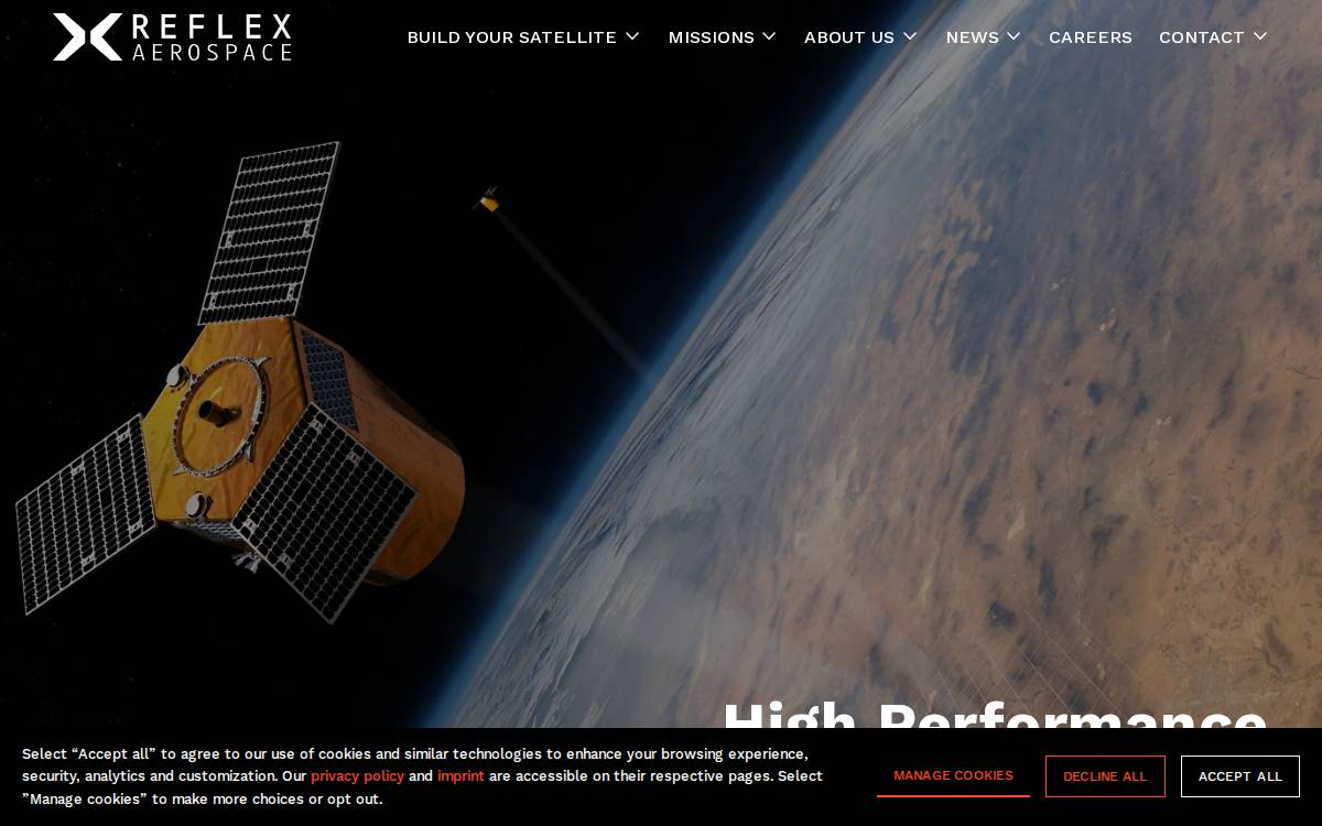 Reflex Aerospace website preview