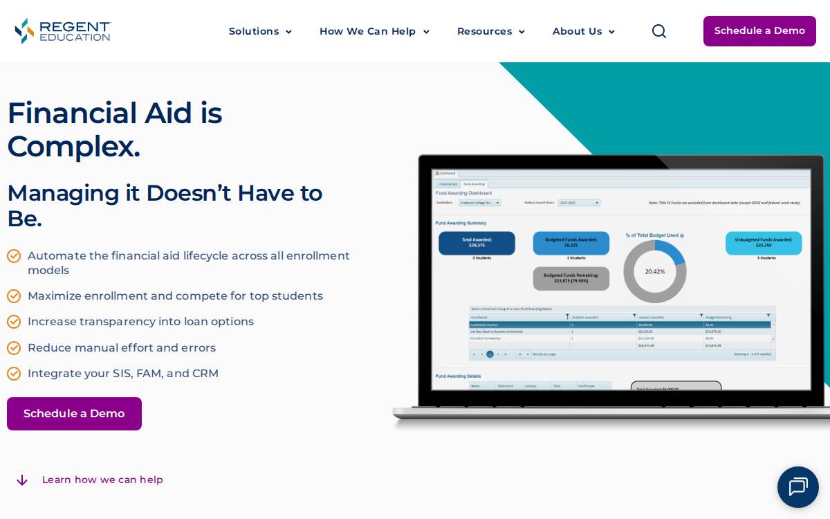 Regent Education website preview
