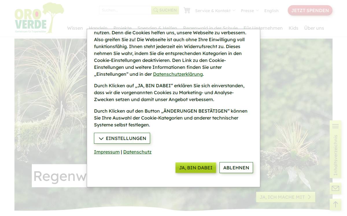 Regenwald Schuetzen website preview