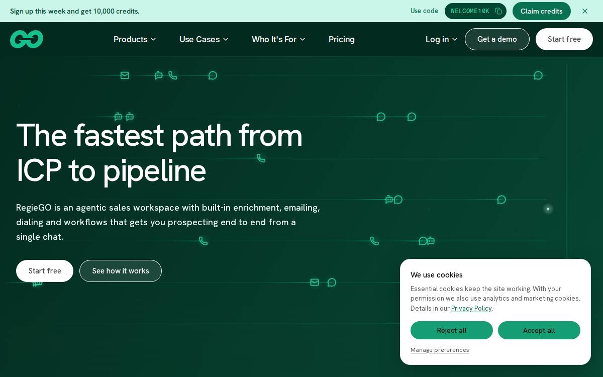 Regie website preview