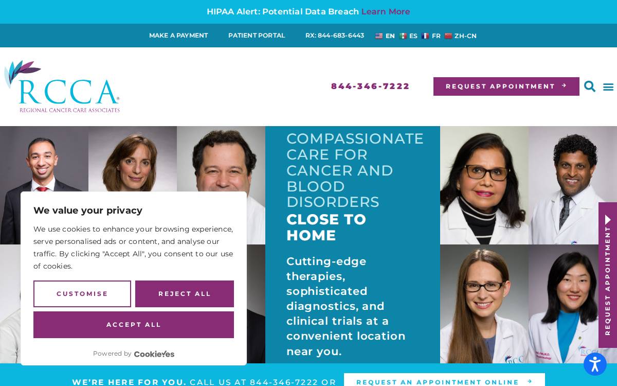 Regional Cancer Care Associates LLP website preview
