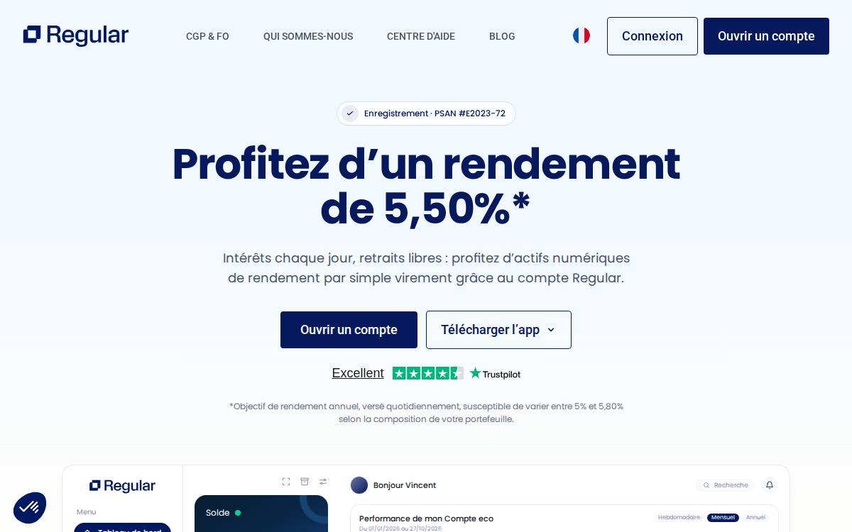 Regular Finance website preview