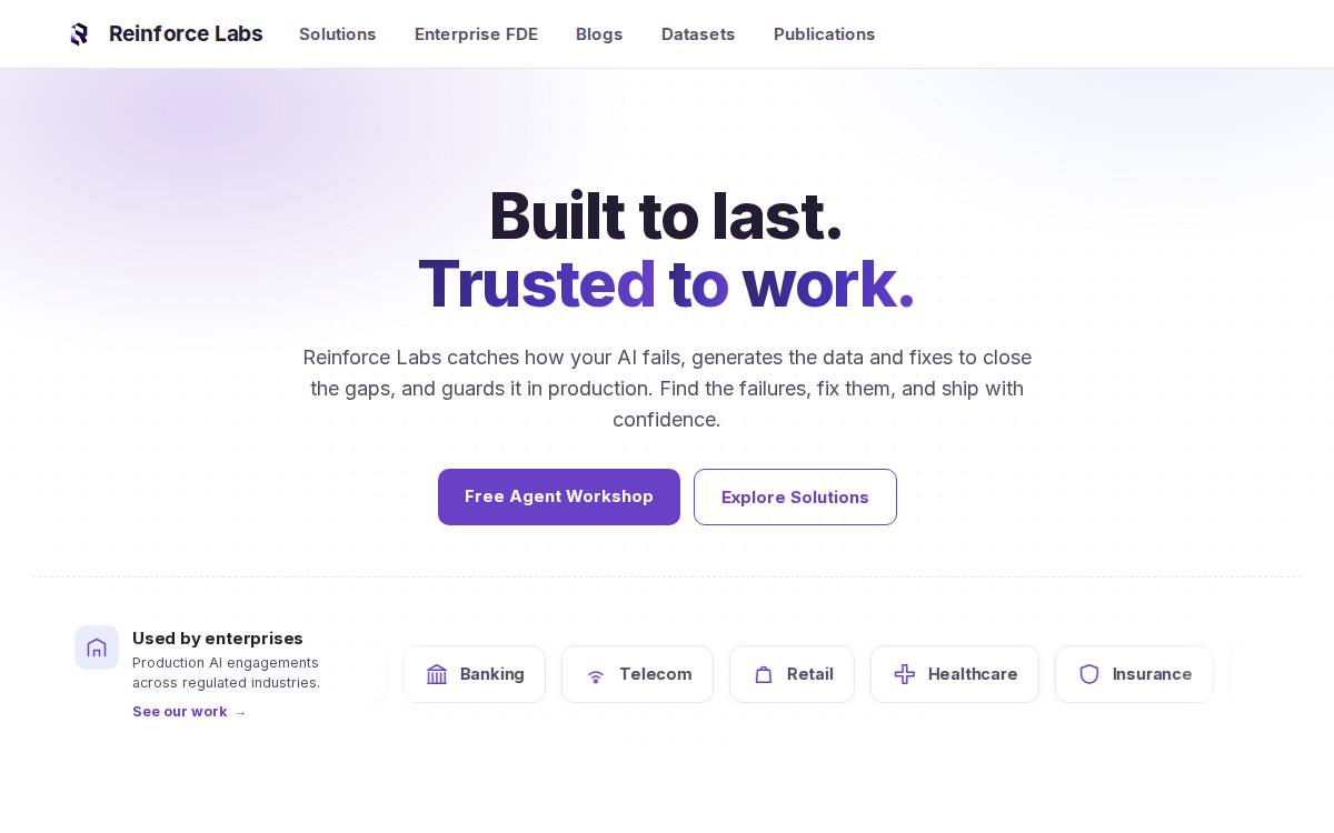 Reinforcelabs website preview