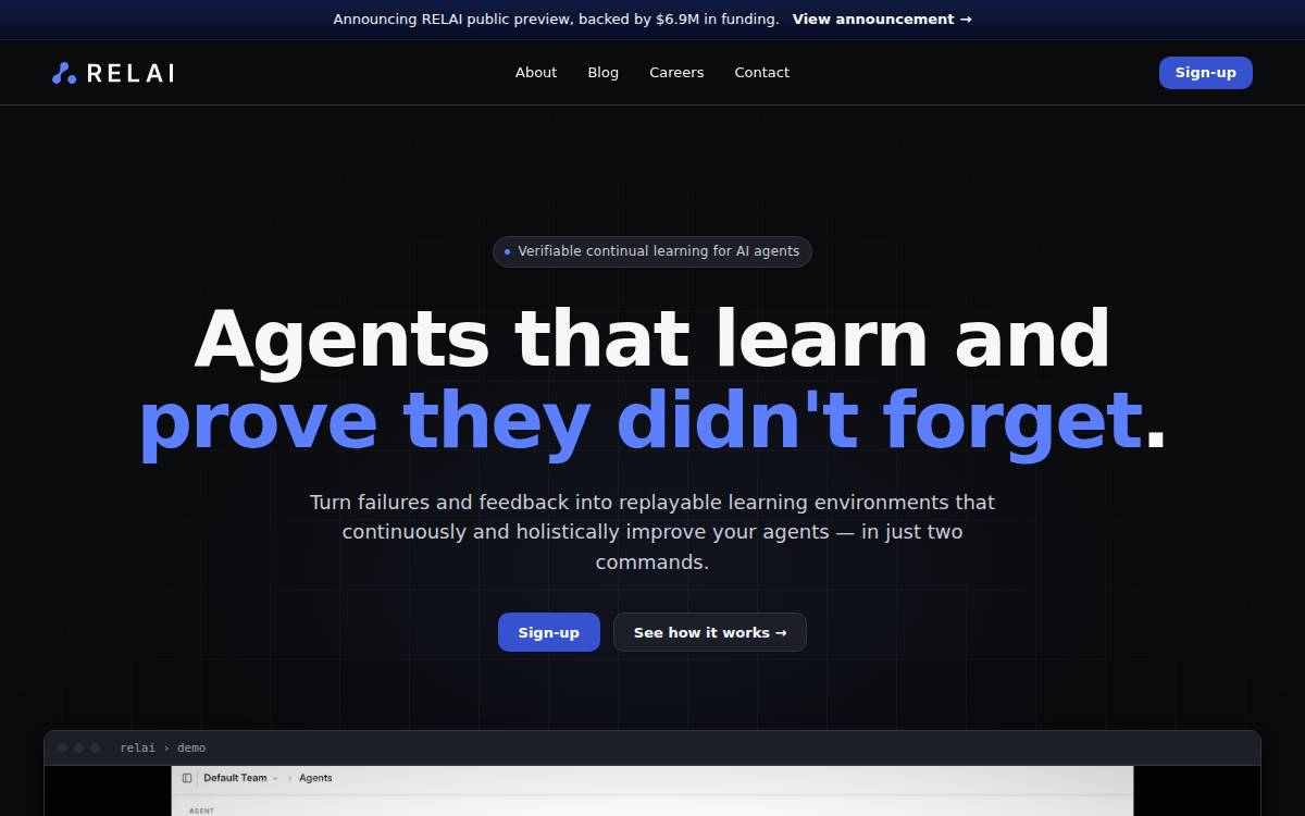 RELAI website preview