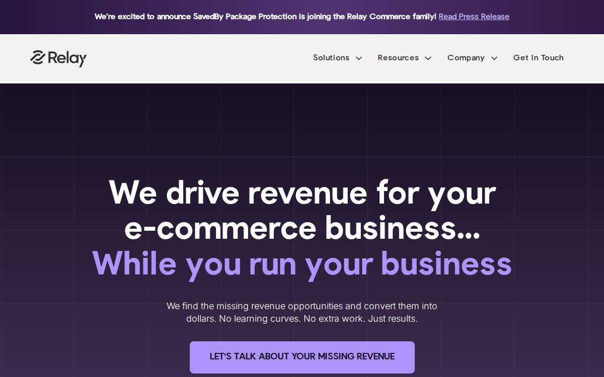 Relay Commerce website preview