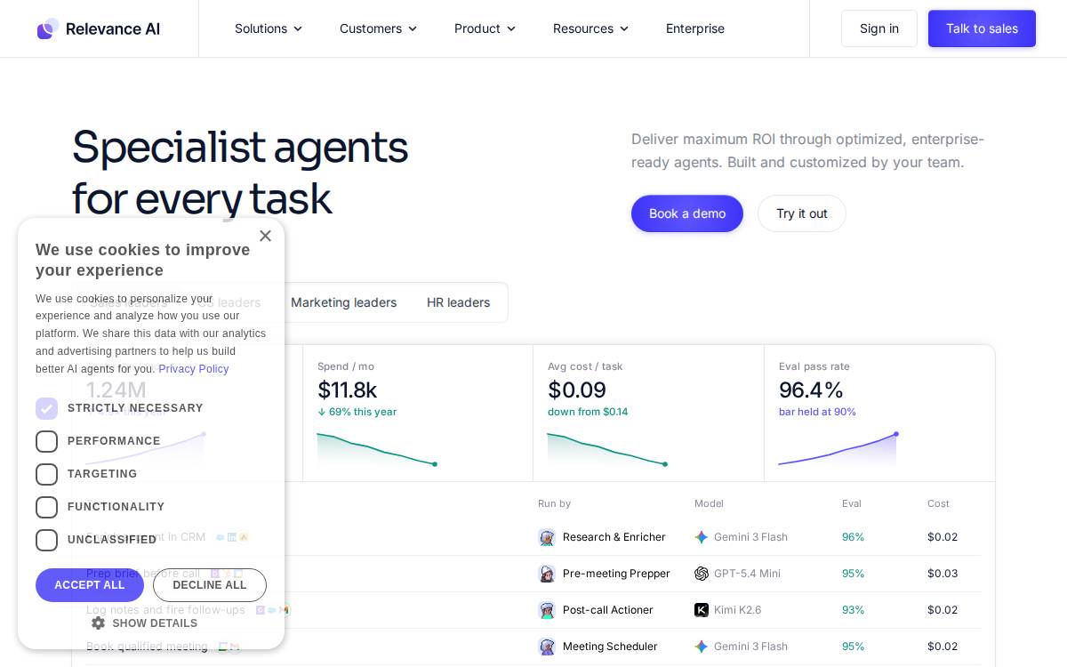 Relevance AI website preview