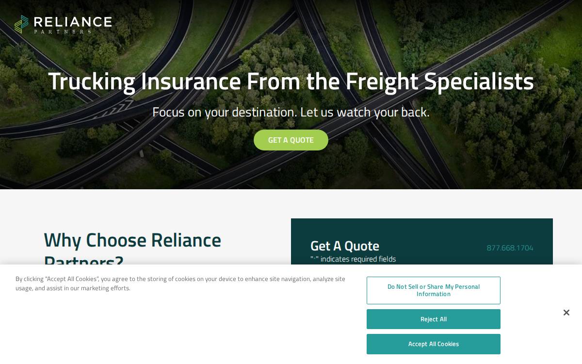 Reliance Partners website preview