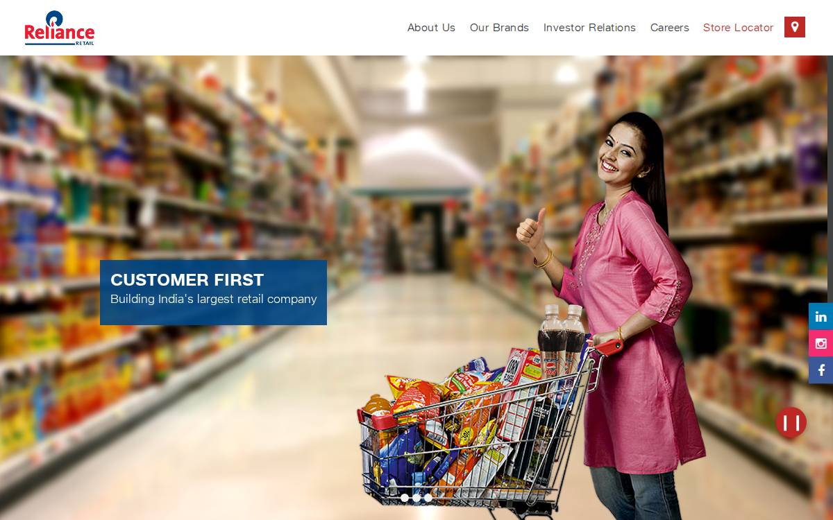 Reliance Retail website preview