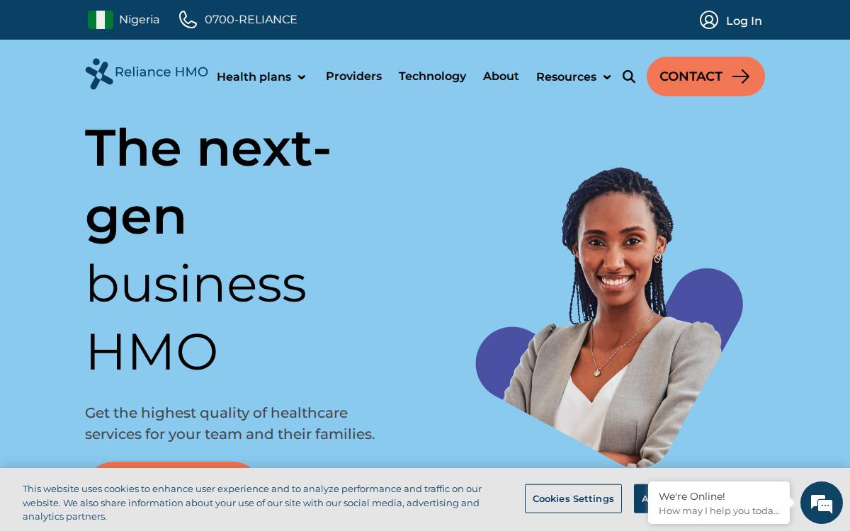 Reliance HMO website preview