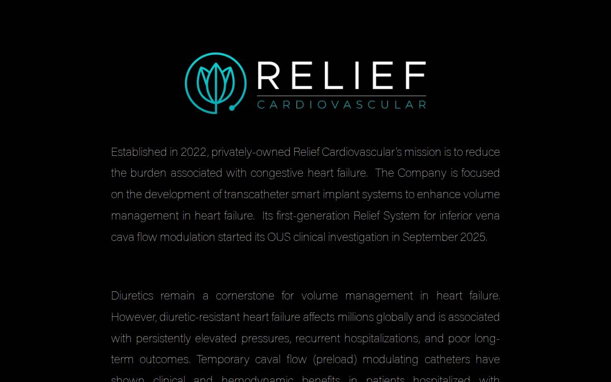 Relief Cardiovascular website preview