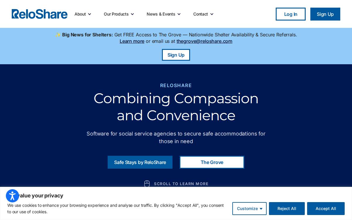 Reloshare website preview