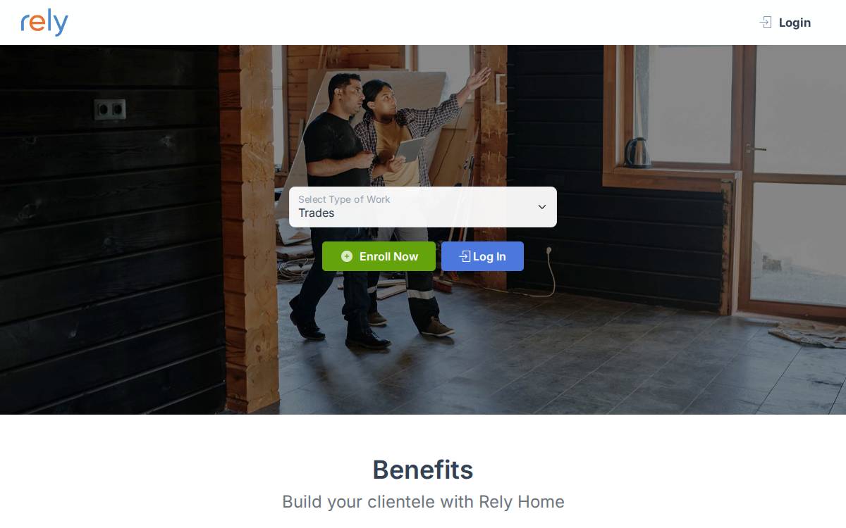 Rely Home website preview
