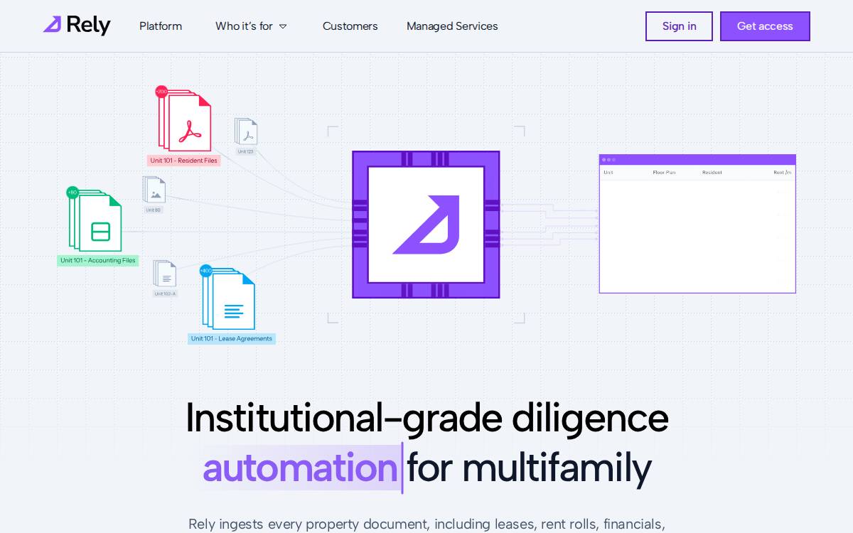 Rely Intelligence website preview