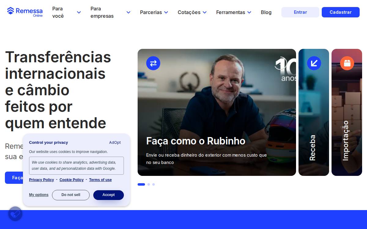 Remessa Online website preview