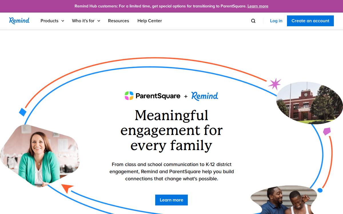 Remind website preview