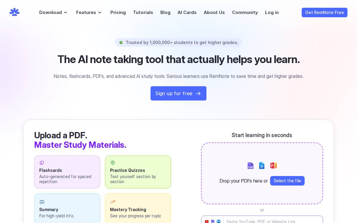 RemNote website preview