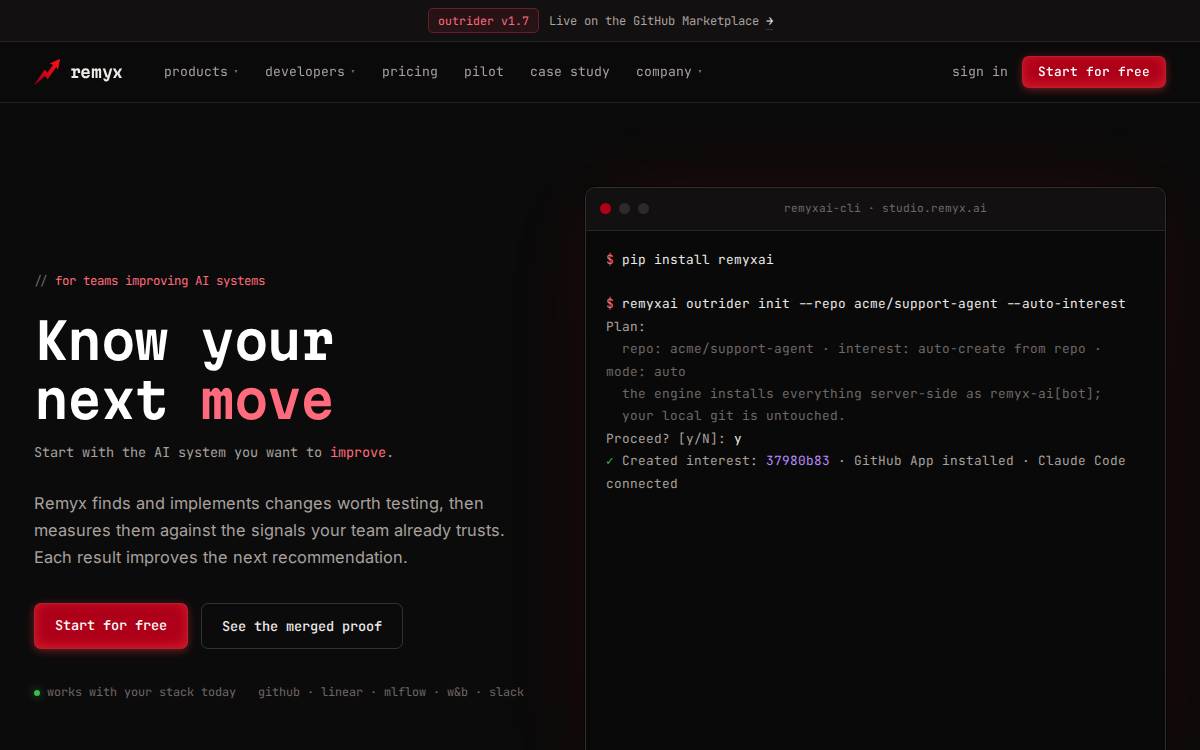 Remyx website preview