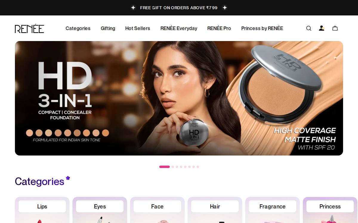 Reneecosmetics website preview