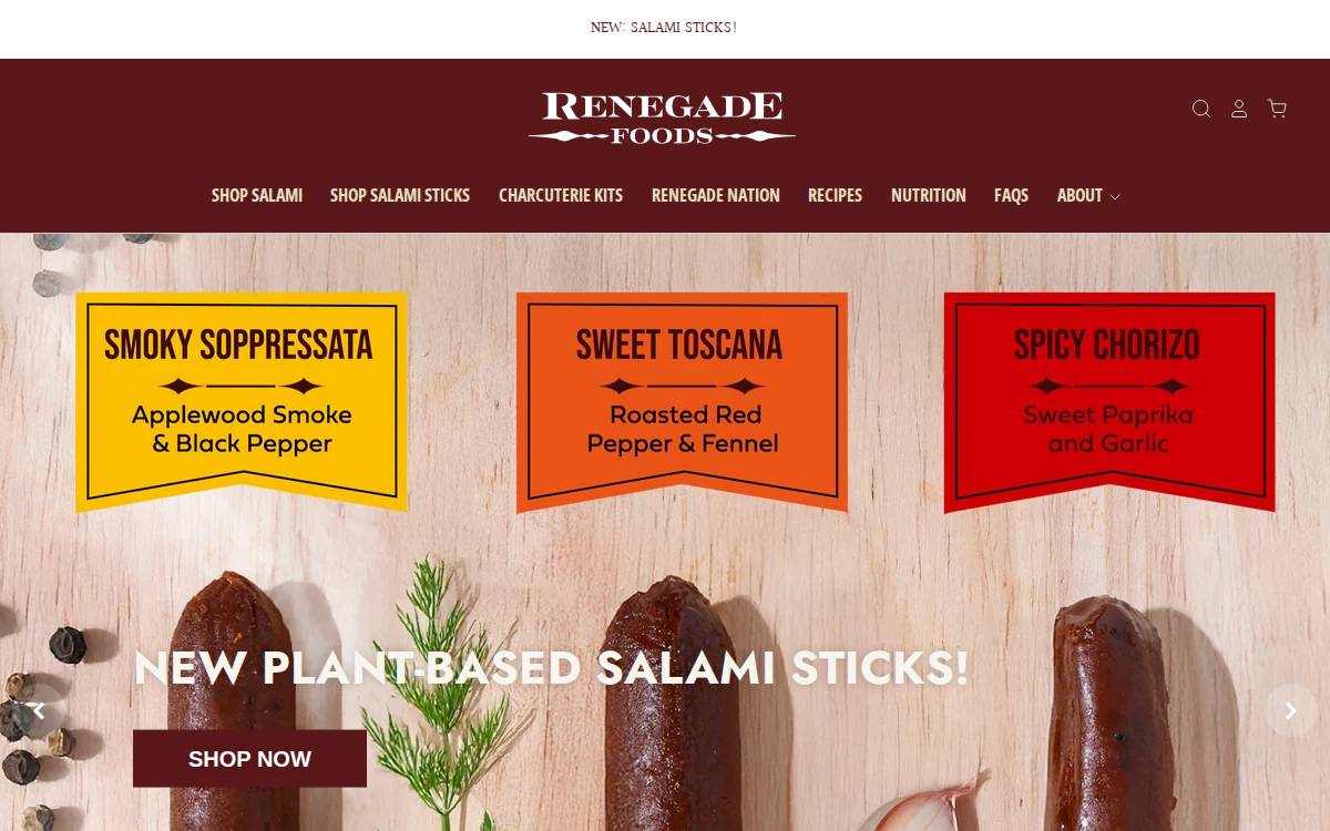 Renegadefoods website preview