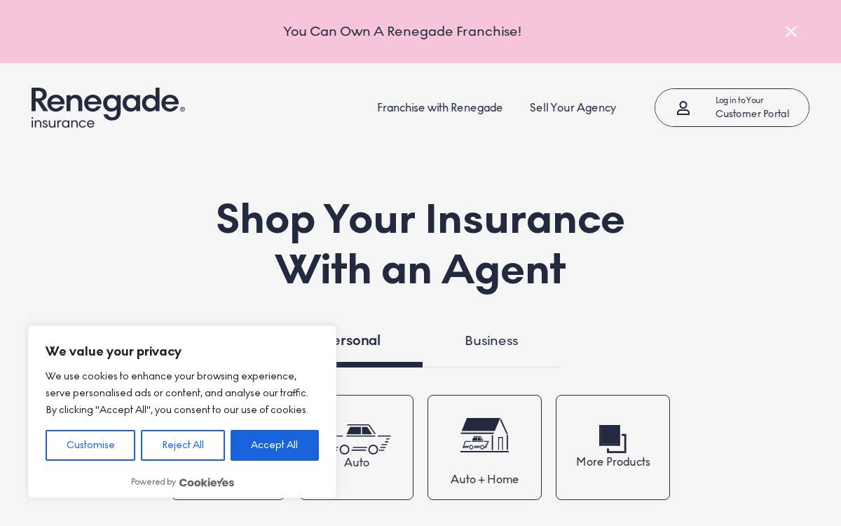 Renegade Insurance website preview