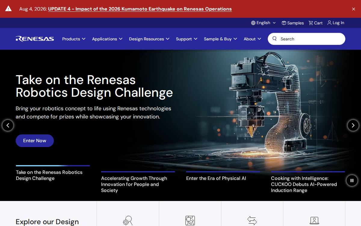 Renesas website preview