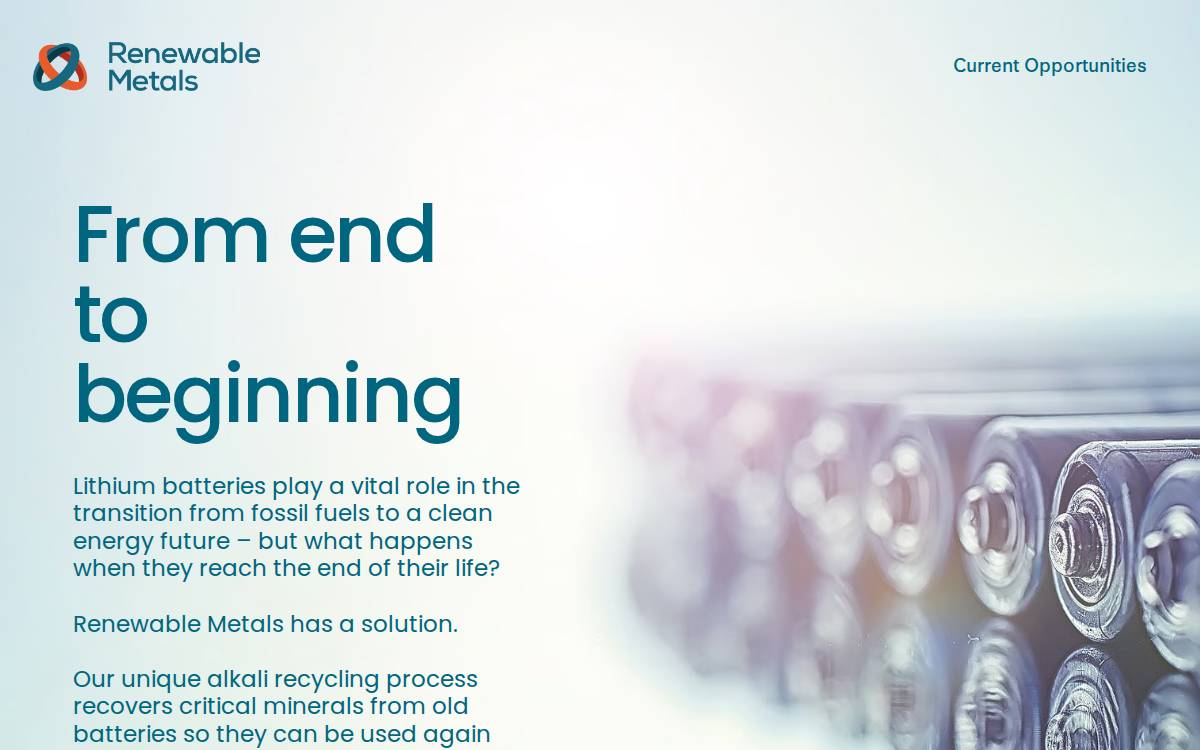 Renewable Metals website preview