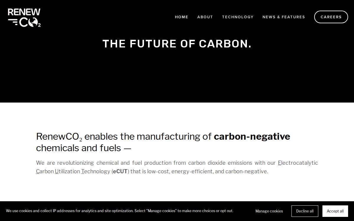 RenewCO2 website preview