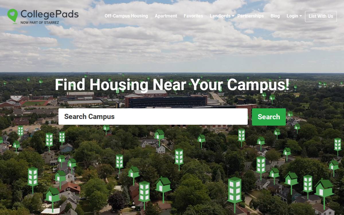 Rent College Pads website preview