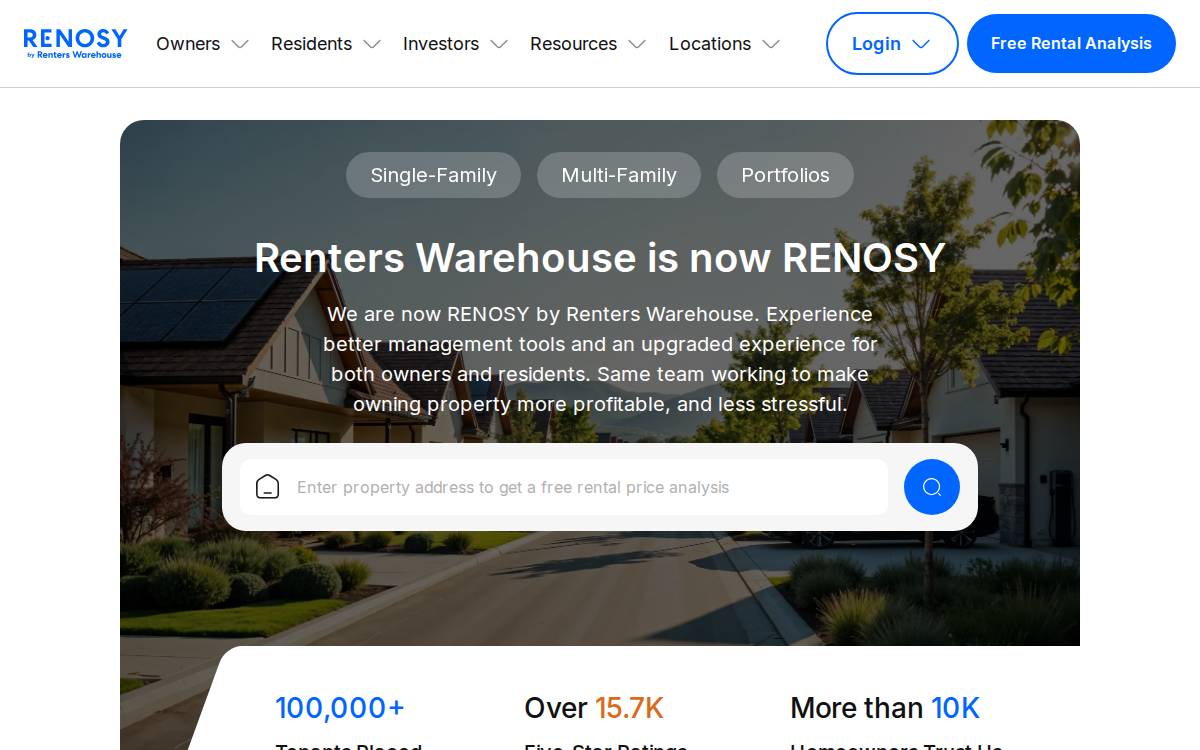 Renterswarehouse website preview