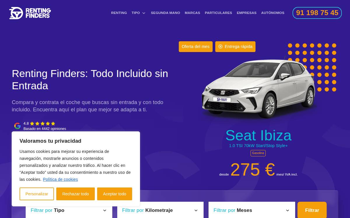 Rentingfinders website preview