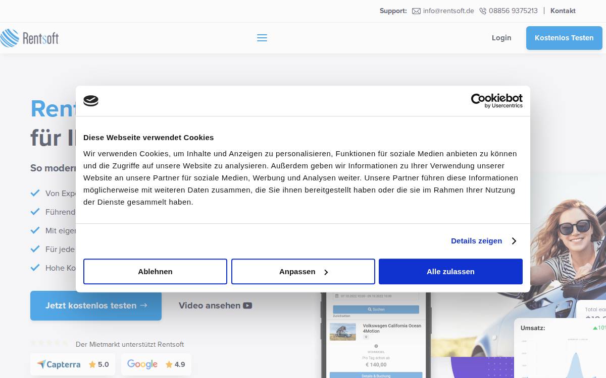 Rentsoft website preview