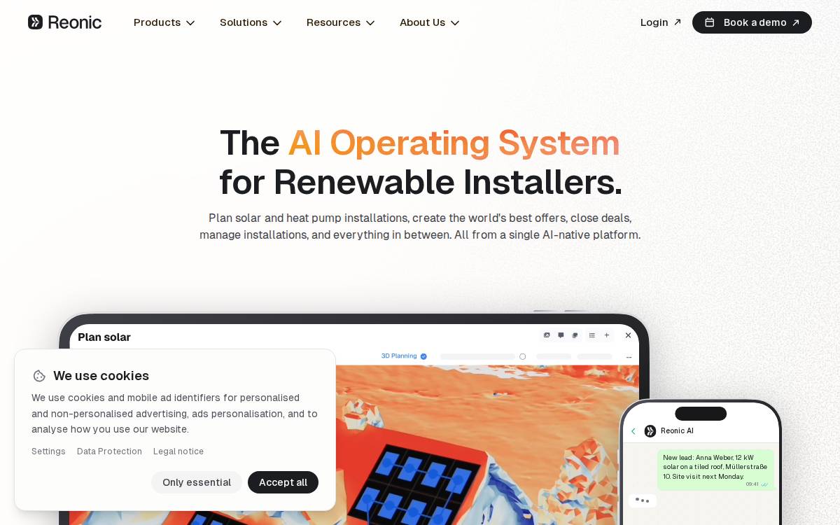 Reonic website preview