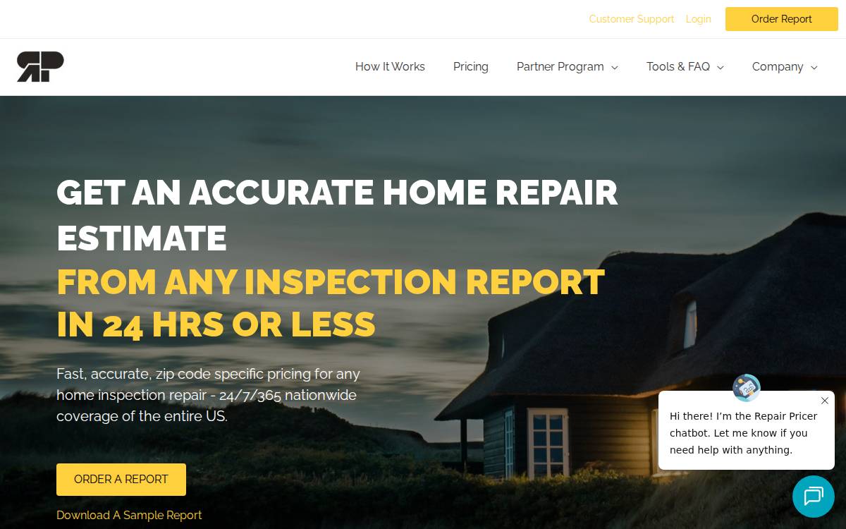 Repairpricer website preview