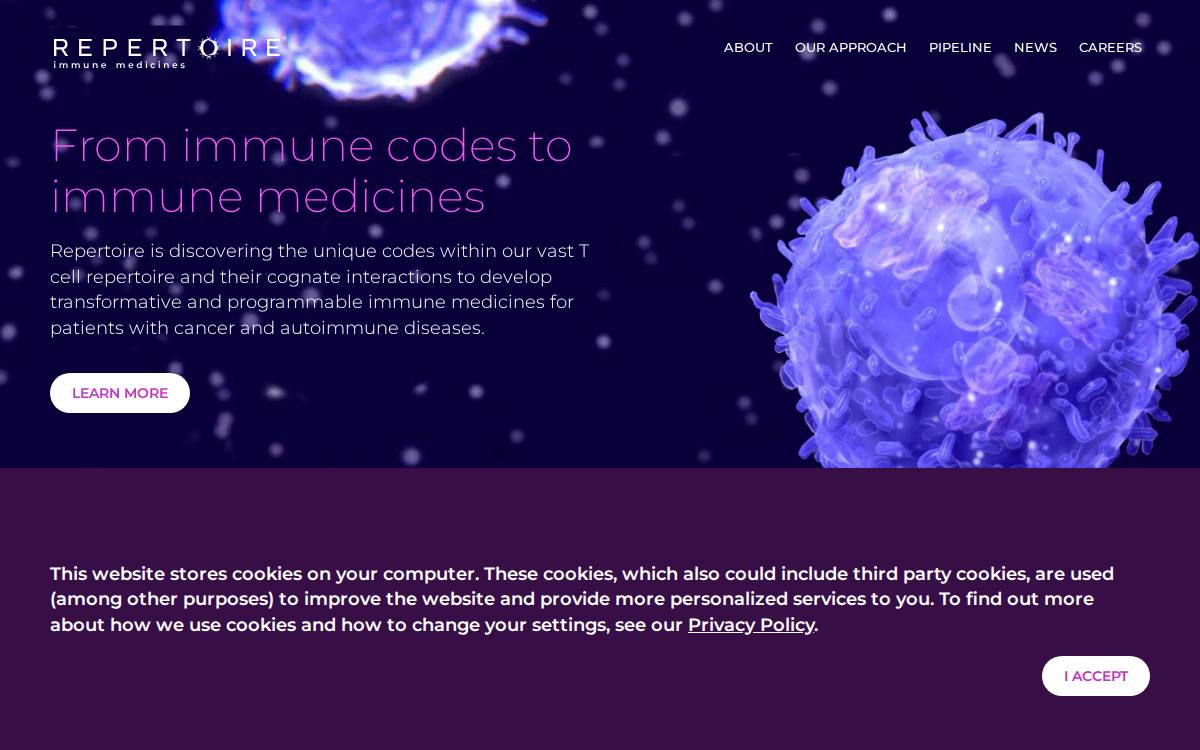 Repertoire Immune Medicines website preview
