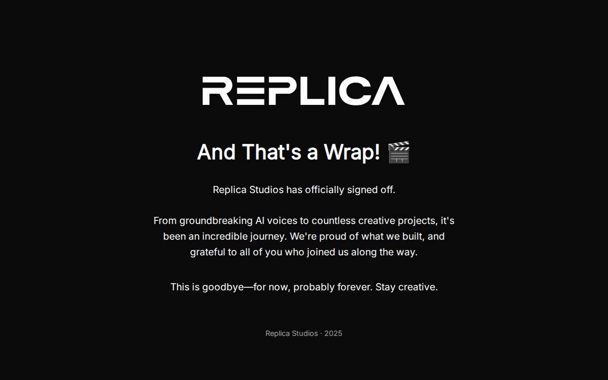 Replica Studios website preview
