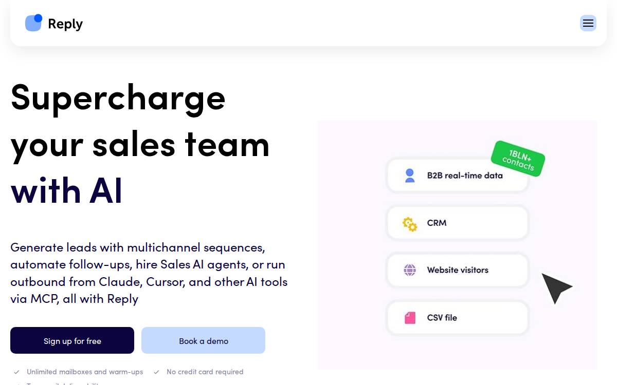 Reply website preview